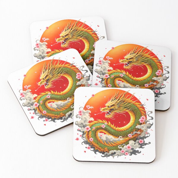Item preview, Japanese Dragon with Cherry Blossoms: Traditional Art designed and sold by ZetaDream.