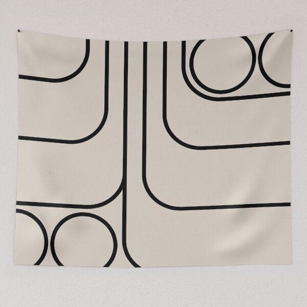 Item preview, Retro Modernist Geometric Design Black & Linen White designed and sold by tonymagnerart.