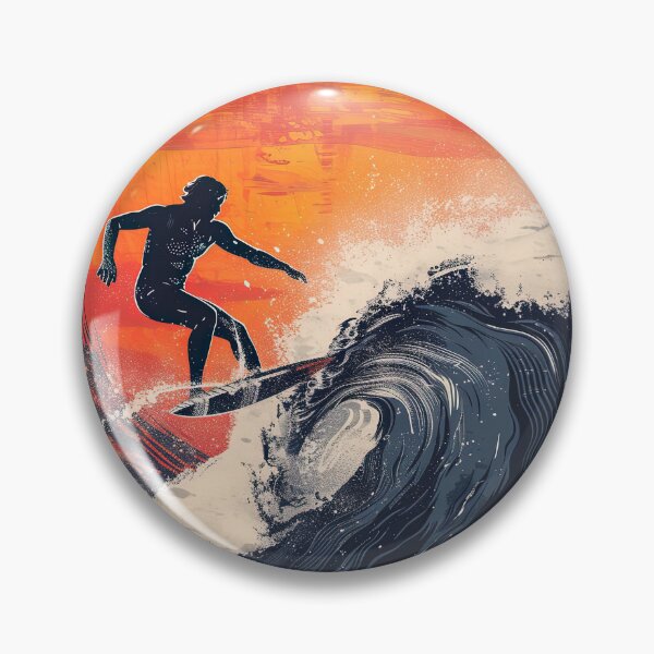 Item preview, Surfer Conquering the Waves with Sunset Hues designed and sold by Piotrek0001.