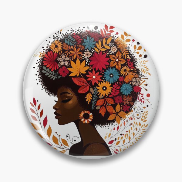 Aperçu de l'œuvre Femme noire avec des fleurs dans les cheveux créée et vendue par Silbays.