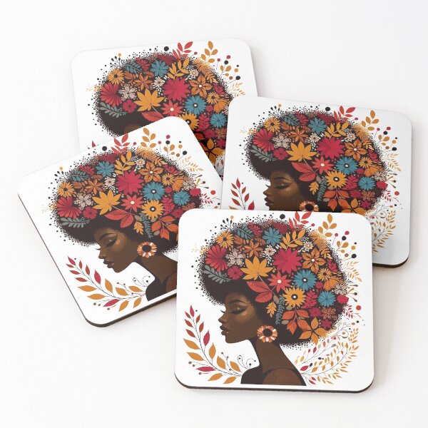 Item preview, Black woman with flowers on her hair designed and sold by Silbays.