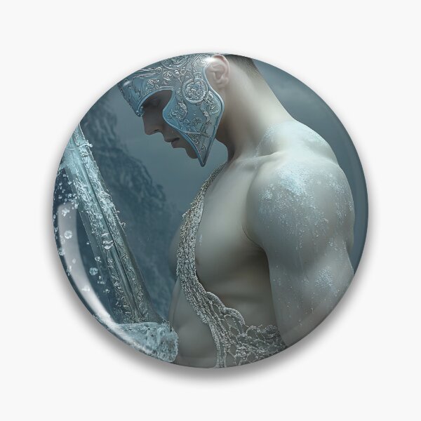 Item preview, Warrior in ornate armor stands amidst crashing waves designed and sold by Artessie.