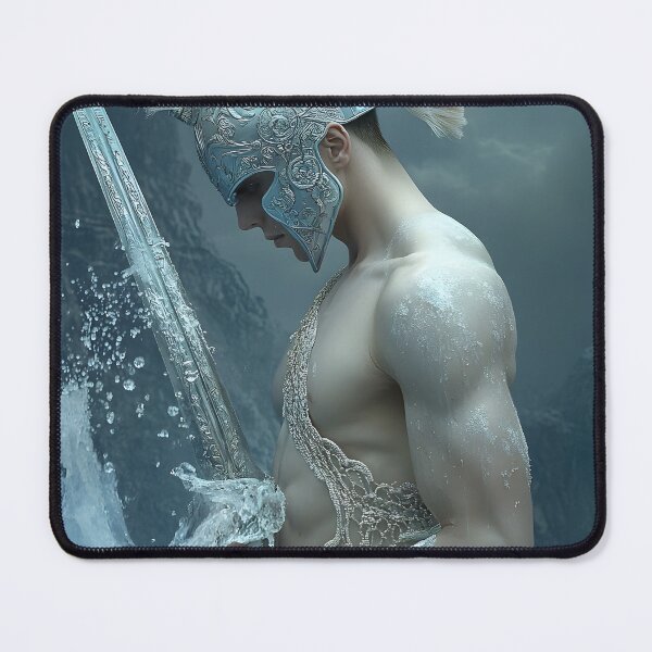 Item preview, Warrior in ornate armor stands amidst crashing waves designed and sold by Artessie.
