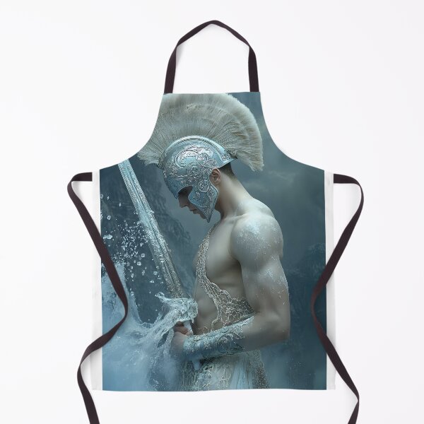 Item preview, Warrior in ornate armor stands amidst crashing waves designed and sold by Artessie.