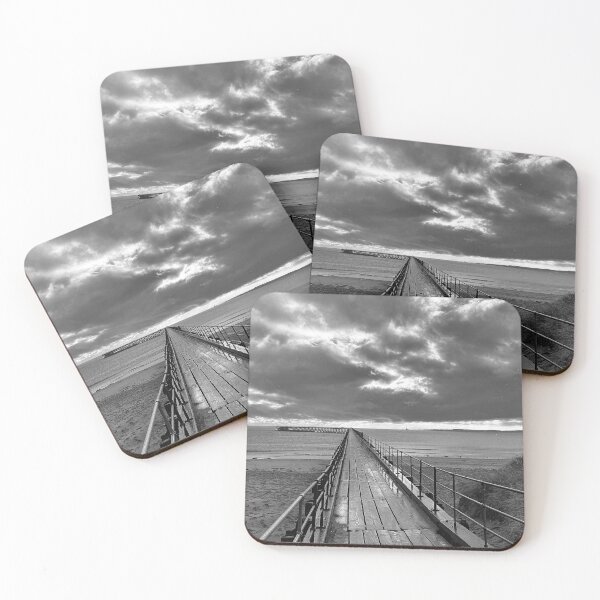 Item preview, Rainy Day on The Old Wooden Pier in Blyth - Monochrome designed and sold by Violaman.