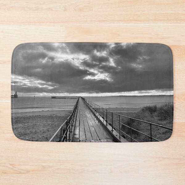 Item preview, Rainy Day on The Old Wooden Pier in Blyth - Monochrome designed and sold by Violaman.
