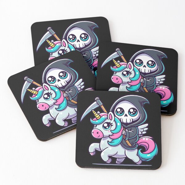 Item preview, Cute Grim Reaper Riding a Magical Unicorn designed and sold by Kawaii-n-Spice.