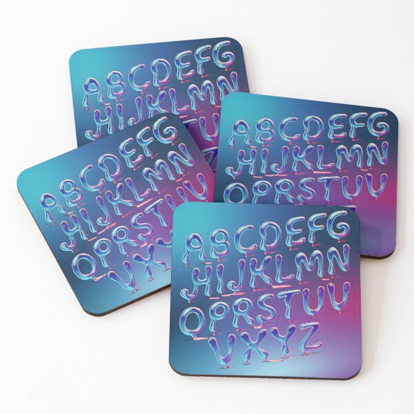 Item preview, Creative 3D Liquid Alphabet in Gradient Neon Colors on Blue Background designed and sold by Creative88Art.