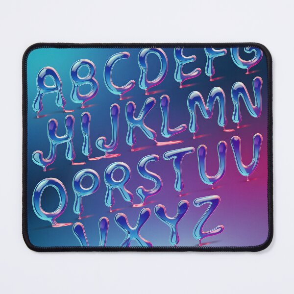 Item preview, Creative 3D Liquid Alphabet in Gradient Neon Colors on Blue Background designed and sold by Creative88Art.