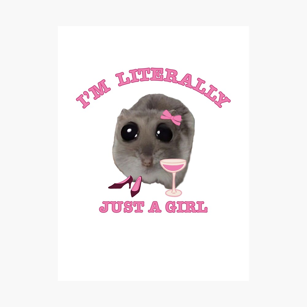 Just a girl, I’m literally just a girl, sad hamster meme, funny meme Poster