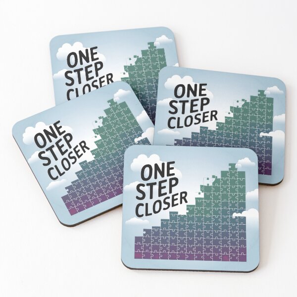 Item preview, Inspirational Puzzle Illustration with 'One Step Closer' Message in Sky designed and sold by Creative88Art.