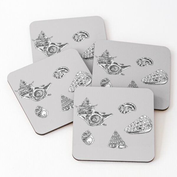 Item preview, Sea shells -black&grey pattern 1 designed and sold by StudioViArt.