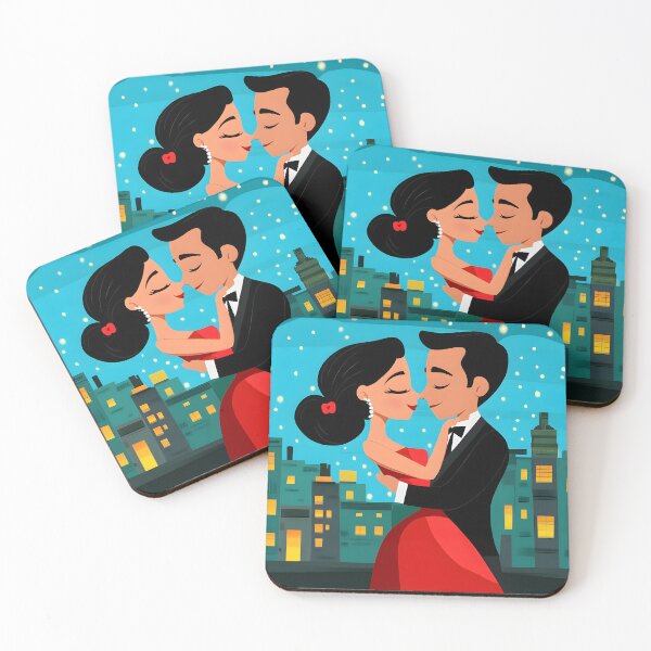 Item preview, Romantic couple embracing under city lights at night designed and sold by Artessie.