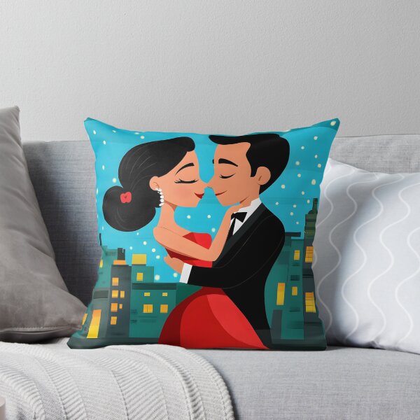 Item preview, Romantic couple embracing under city lights at night designed and sold by Artessie.