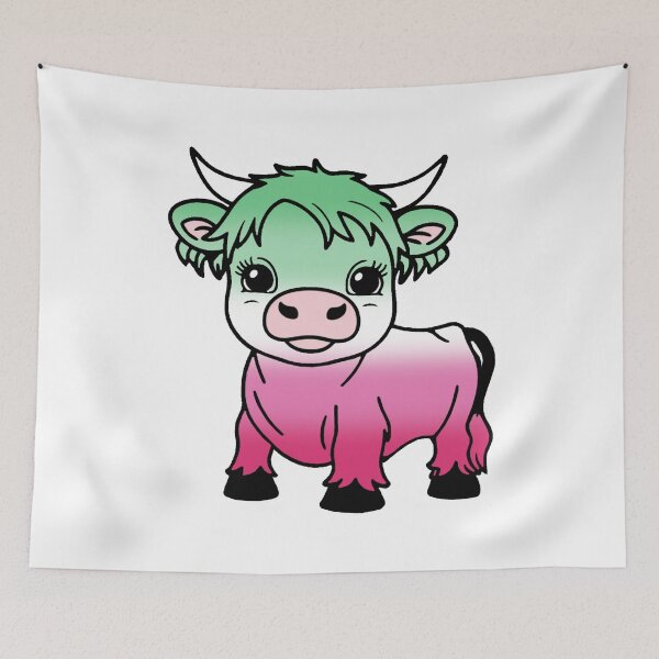 Item preview, Cute Abrosexual Pride Highland Cow, Abrosexual Pride Flag Colors designed and sold by Travelslightly.