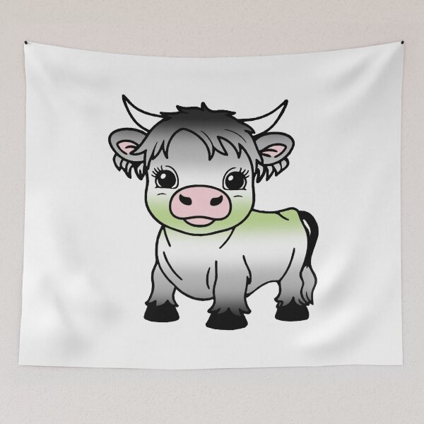 Item preview, Cute Agender Pride Highland Cow, Agender Pride Flag Colors designed and sold by Travelslightly.