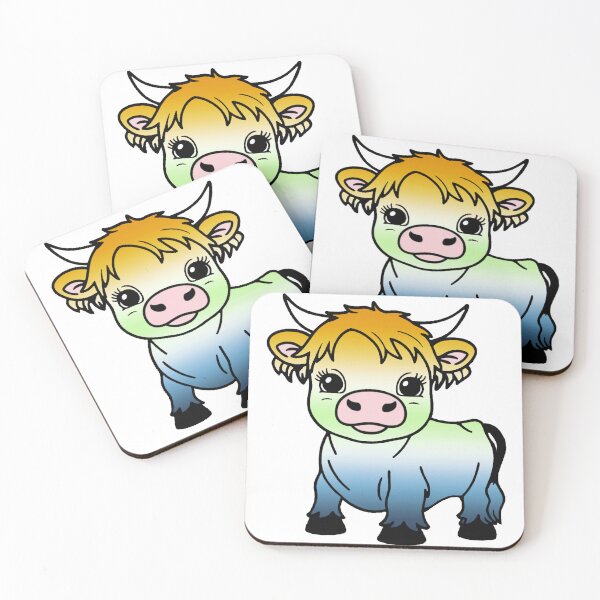 Item preview, Cute Aroace Agender Pride Highland Cow, Aroace Agender Pride Flag Colors designed and sold by Travelslightly.