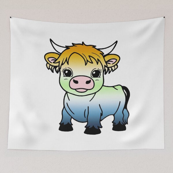 Item preview, Cute Aroace Agender Pride Highland Cow, Aroace Agender Pride Flag Colors designed and sold by Travelslightly.