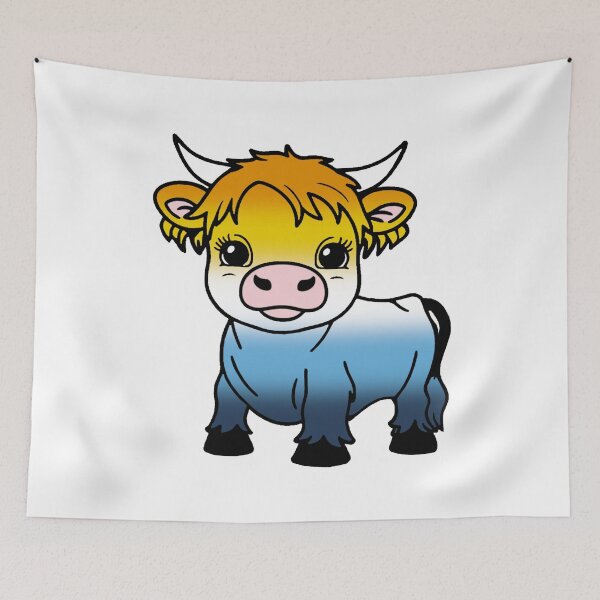 Item preview, Cute Aroace Pride Highland Cow, Aroace Pride Flag Colors designed and sold by Travelslightly.