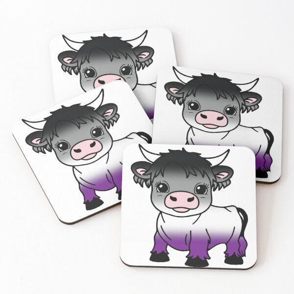 Item preview, Cute Asexual Pride Highland Cow, Ace Pride Flag Colors designed and sold by Travelslightly.
