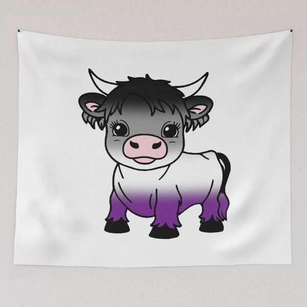 Item preview, Cute Asexual Pride Highland Cow, Ace Pride Flag Colors designed and sold by Travelslightly.