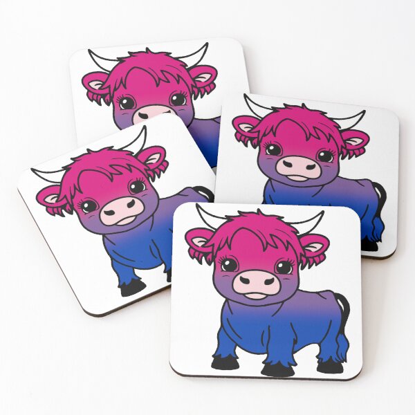 Item preview, Cute Bisexual Pride Highland Cow, Bisexual Pride Flag Colors designed and sold by Travelslightly.
