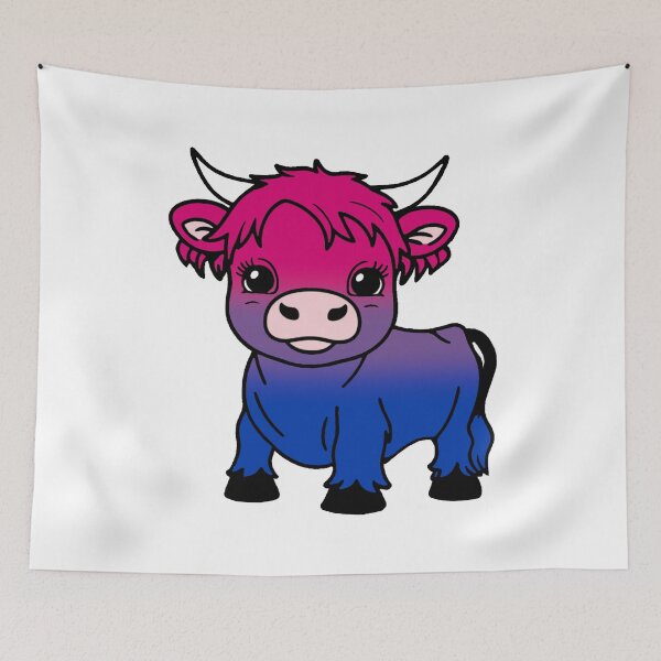 Item preview, Cute Bisexual Pride Highland Cow, Bisexual Pride Flag Colors designed and sold by Travelslightly.