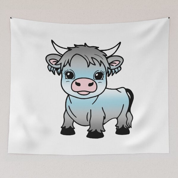 Item preview, Cute Demiboy Pride Highland Cow, Demiboy Pride Flag Colors designed and sold by Travelslightly.
