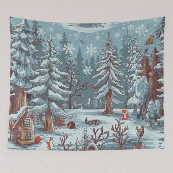 Item preview, Cozy Winter Forest Cabin Scene designed and sold by pnidesign.