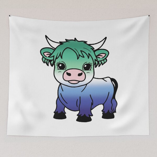 Item preview, Cute MLM Pride Highland Cow, MLM Pride Flag Colors designed and sold by Travelslightly.