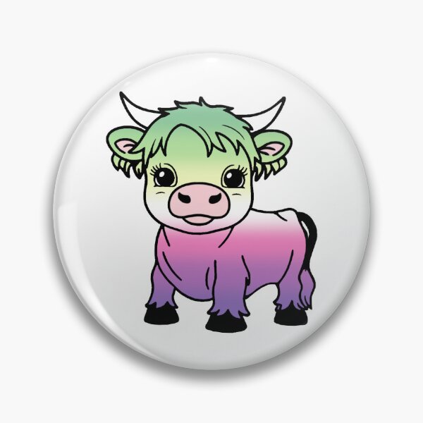 Item preview, Cute Genderfae Pride Highland Cow, Genderdoe Pride Flag Colors designed and sold by Travelslightly.