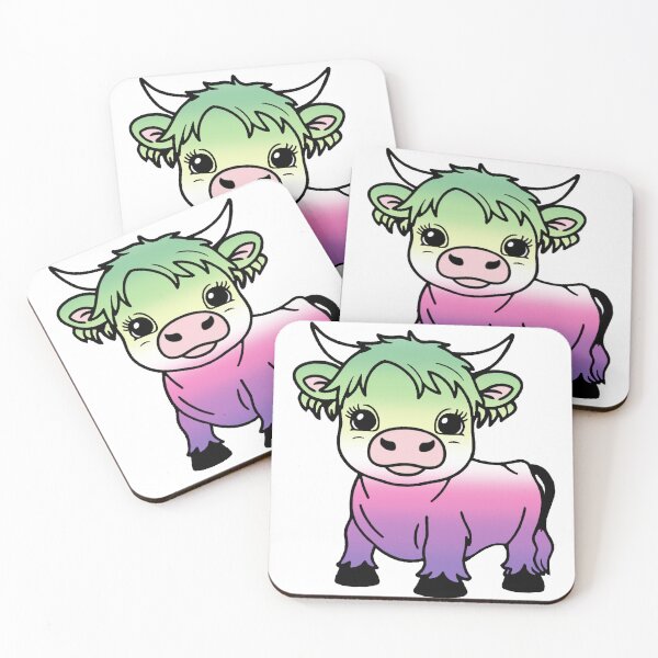 Item preview, Cute Genderfae Pride Highland Cow, Genderdoe Pride Flag Colors designed and sold by Travelslightly.