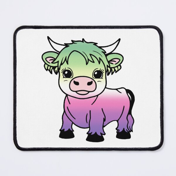 Item preview, Cute Genderfae Pride Highland Cow, Genderdoe Pride Flag Colors designed and sold by Travelslightly.