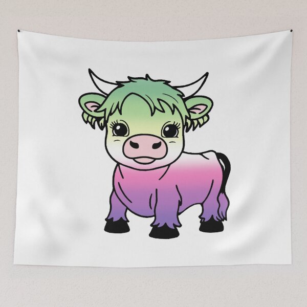 Item preview, Cute Genderfae Pride Highland Cow, Genderdoe Pride Flag Colors designed and sold by Travelslightly.