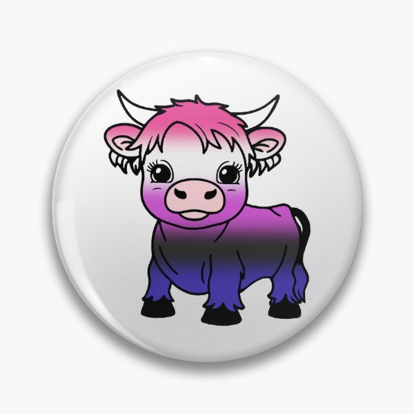 Item preview, Cute Genderfluid Pride Highland Cow, Genderfluid Pride Flag Colors designed and sold by Travelslightly.