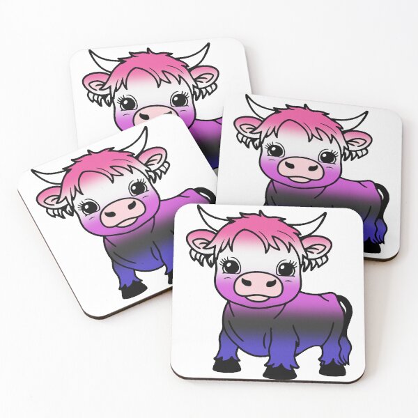 Item preview, Cute Genderfluid Pride Highland Cow, Genderfluid Pride Flag Colors designed and sold by Travelslightly.