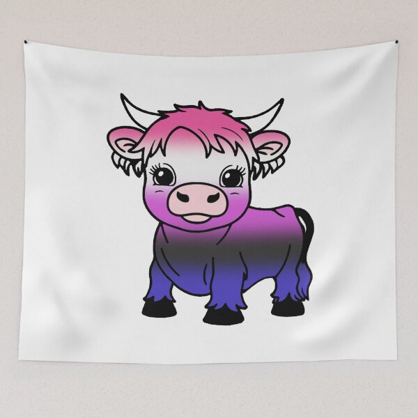 Item preview, Cute Genderfluid Pride Highland Cow, Genderfluid Pride Flag Colors designed and sold by Travelslightly.