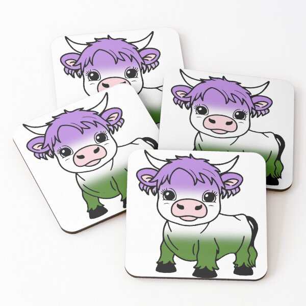 Item preview, Cute Genderqueer Pride Highland Cow, Genderqueer Pride Flag Colors designed and sold by Travelslightly.