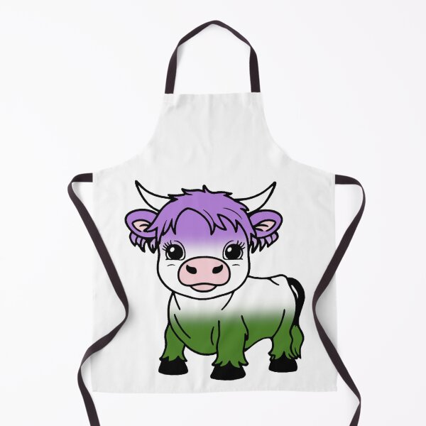 Aperçu de l'œuvre Jolie vache des Highlands de la fierté genderqueer, couleurs du drapeau de la fierté genderqueer créée et vendue par Travelslightly.