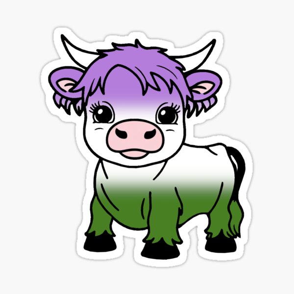 Item preview, Cute Genderqueer Pride Highland Cow, Genderqueer Pride Flag Colors designed and sold by Travelslightly.