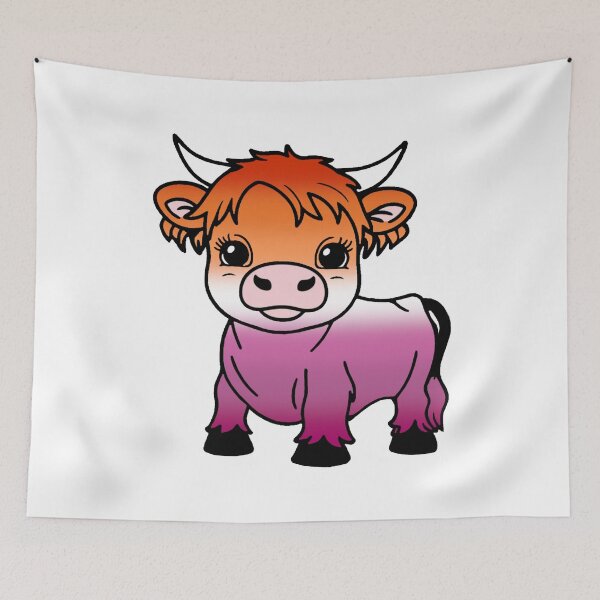 Item preview, Cute Lesbian Pride Highland Cow, Lesbian Pride Flag Colors designed and sold by Travelslightly.