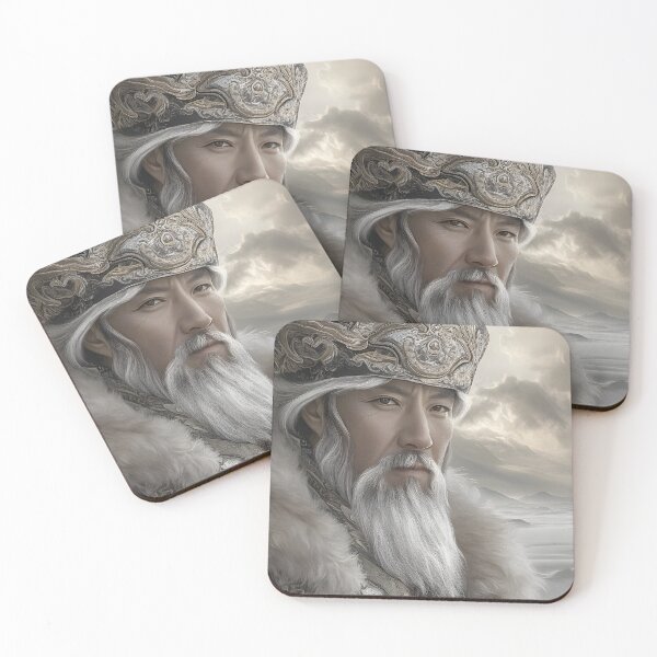 Item preview, Regal figure in ornate robe gazes over snowy landscape designed and sold by Artessie.