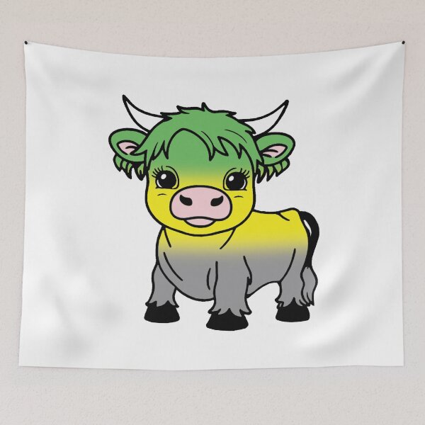Item preview, Cute Lithromantic Pride Highland Cow, Lithromantic Pride Flag Colors designed and sold by Travelslightly.