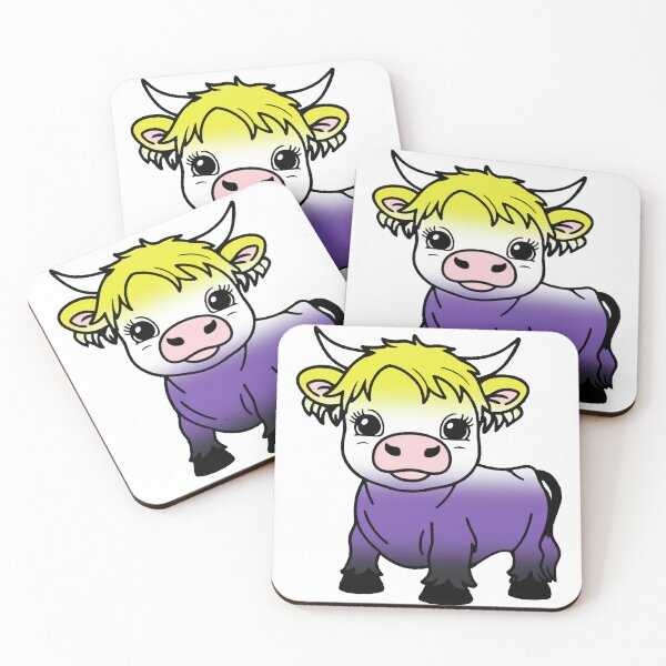 Item preview, Cute Nonbinary Pride Highland Cow, Nonbinary Pride Flag Colors designed and sold by Travelslightly.