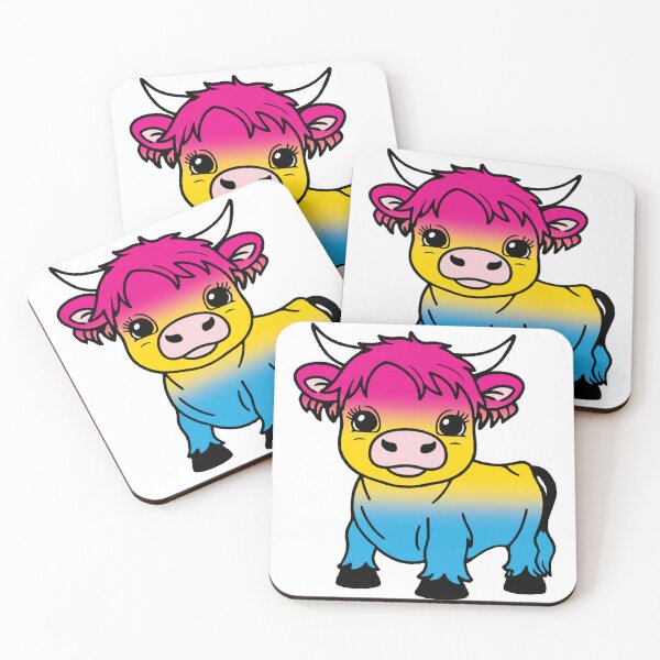 Item preview, Cute Pansexual Pride Highland Cow, Pan Pride Flag Colors designed and sold by Travelslightly.