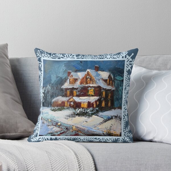 Item preview, Christmas Gingerbread House under Snow Minimalist Oil Painting Decor designed and sold by Dariia Zhyrova.