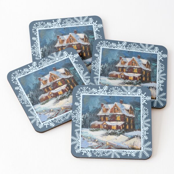 Item preview, Christmas Gingerbread House under Snow Minimalist Oil Painting Decor designed and sold by Dariia Zhyrova.
