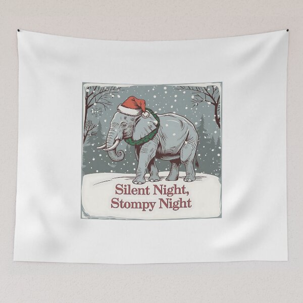 Item preview, Christmas Elephant/Silent Night Stompy Night/Christmas Animal Art designed and sold by RadiantRoost.