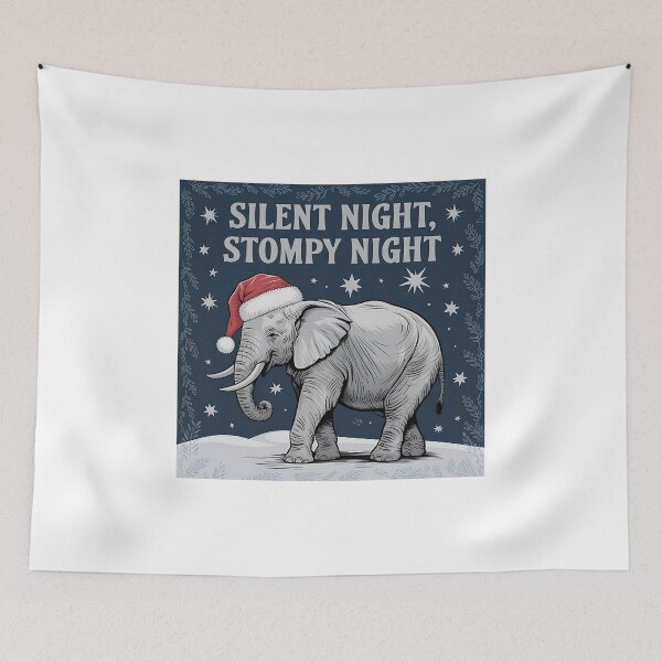 Item preview, Christmas Elephant/Silent Night Stompy Night/Christmas Animal Art designed and sold by RadiantRoost.
