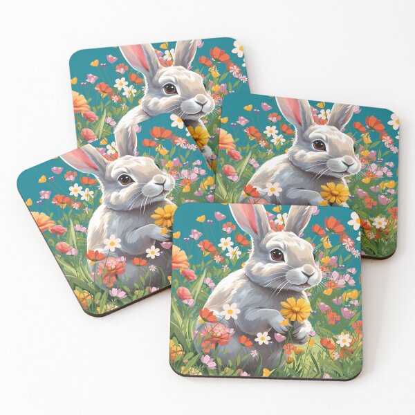 Item preview, White Rabbit Among Flowers In A Garden designed and sold by Ciervo Primavera.